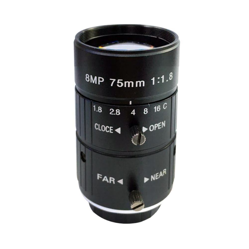HD 8MP 75mm CCTV Camera C Mount Lens Manual Iris Manual Focus F1.8 Aperture 1" Image Format Industrial Camera Lens