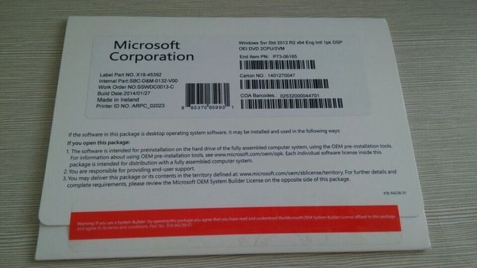 OEM Package Microsoft Windows Server 2012 R2 64bit DVD Product Key Activation