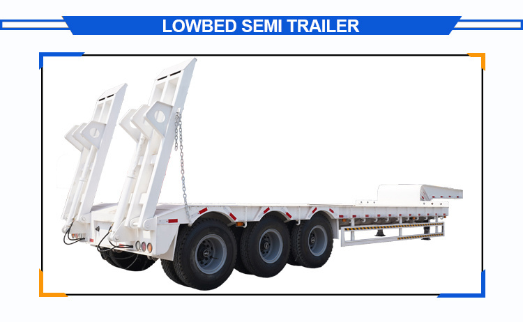 Tri Axle 60 80 Tons Hydraulic Ramps Lowbed Low Bed Military Lowboy Trailer Dimensions