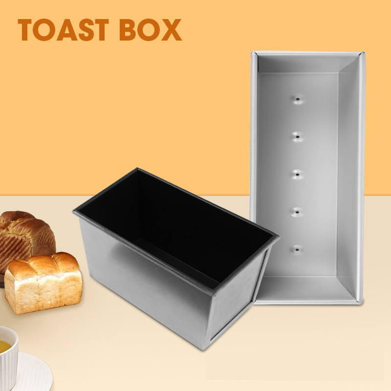 Silver/Black Non-Stick Bakeware Carbon Steel Bread Toast Mold with Cover Baking Bread Pan
