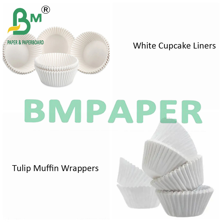 White Oilproof Cupcake Liners Paper For Baking Cups Tray 38gsm 40gsm