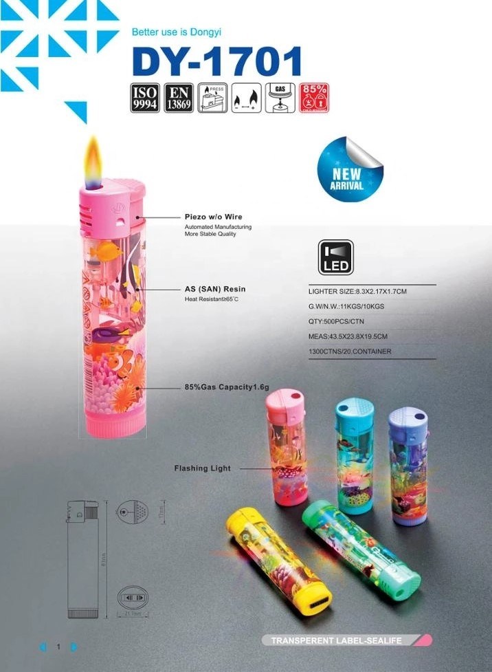 Dy-1701 LED Lamp Plastic Gas Electric Cigarette Fire Lighter