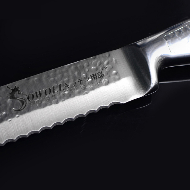 high quality forged non stick professional 8 inch carbon steel bread knife serrated