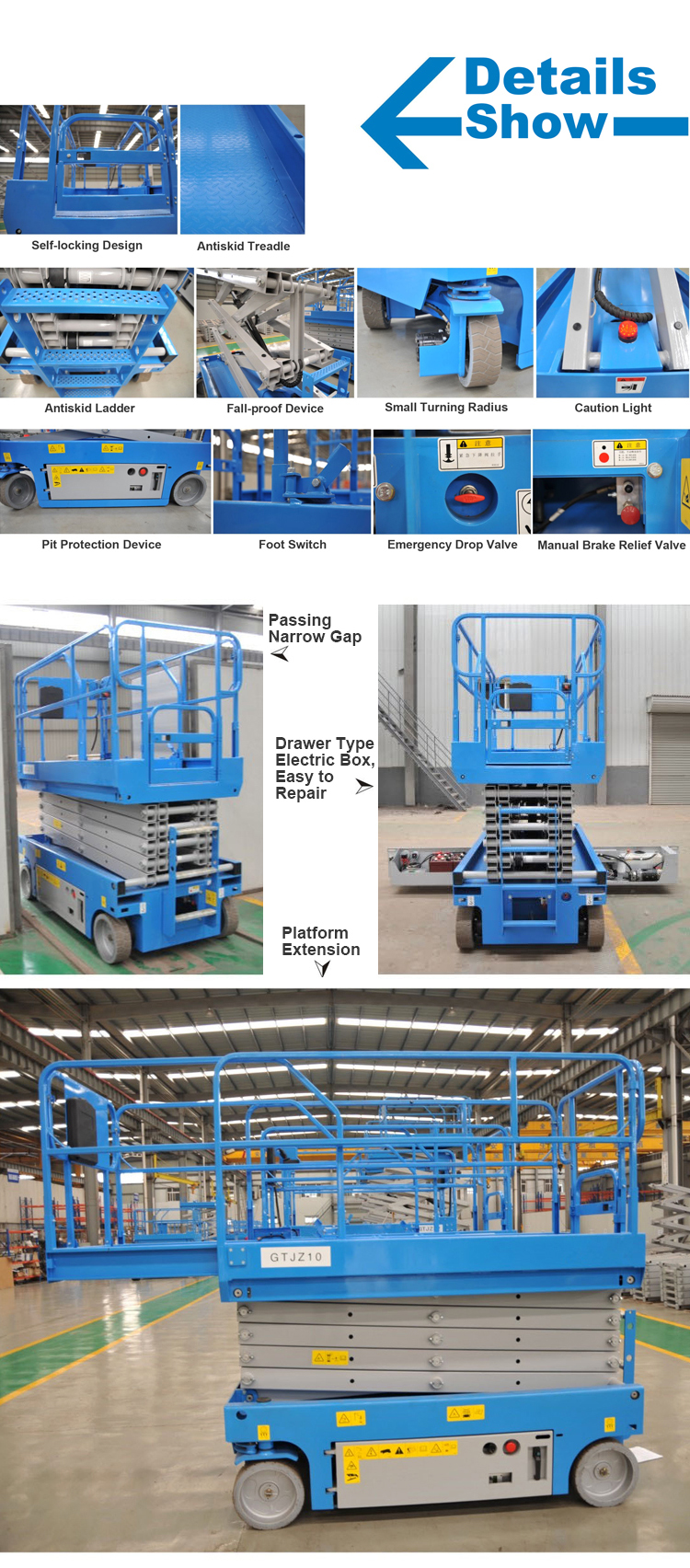 hydraulic vertical electric scaffolding /aerial work platform