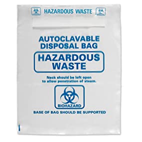 autoclavable hazardous waste bag Heathrow Scientific clear blue safe disposal disposable lab safety