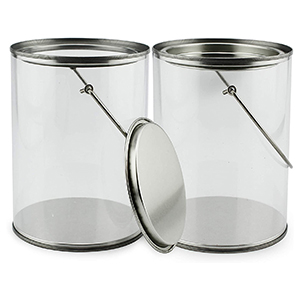 cornucopia clear plastic paint cans decorative craft pails quart 