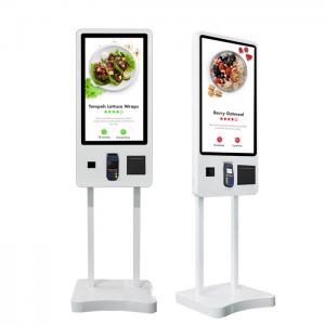 China 32 Floor Standing Portable Digital Signage Self - Service Ordering Payment Kiosk For Resturant on sale 