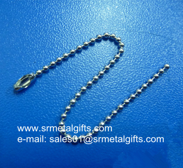 nickel plated steel ball chain lanyard with connector
