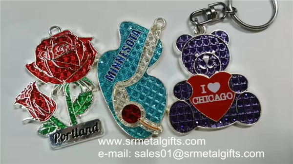 Glass enamelled rose metal charms