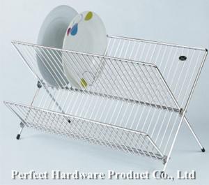 China Beautiful X shape durable 2-tier dish drying rack folding metal wire Dish rack PT-DR005 on sale 