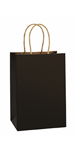 BagDream 5.25x3.75x8" Black Paper Bags 25PCS