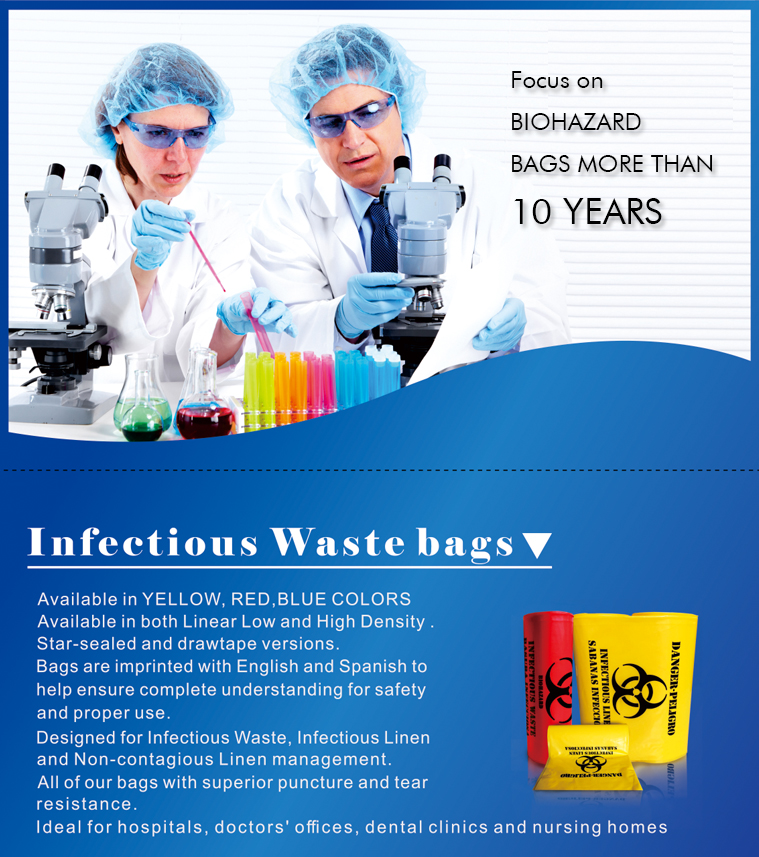 BKBB01 Biodegradable Autoclavable Biohazard Bag, Biohazard Garbage Bag manufacturer in China