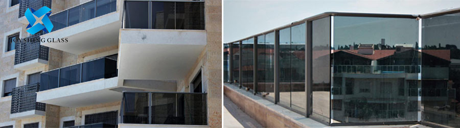 Glass railing guardrail for balconies