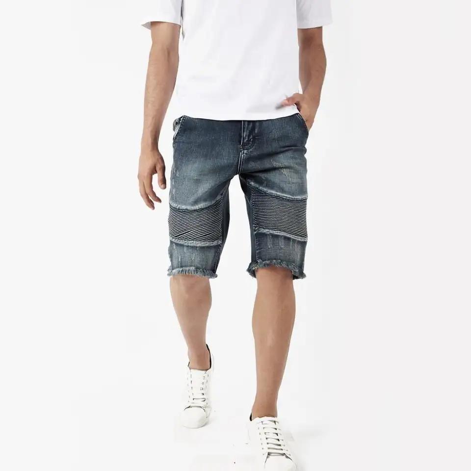 Custom Summer New Design Men Flared Jeans Patchwork Loose Hip Hop Denim Pants Washed Jeans