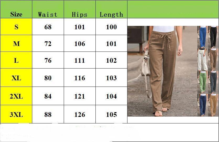 Summer Wide Leg Trousers Straight Cotton Linen Fashion All-Match Blue Casual Pants Women&prime;s Clothing