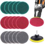 Bathroom 16Pcs Power Scrubber Drill Brush Kit With 4 Inch Disc Pad Holder