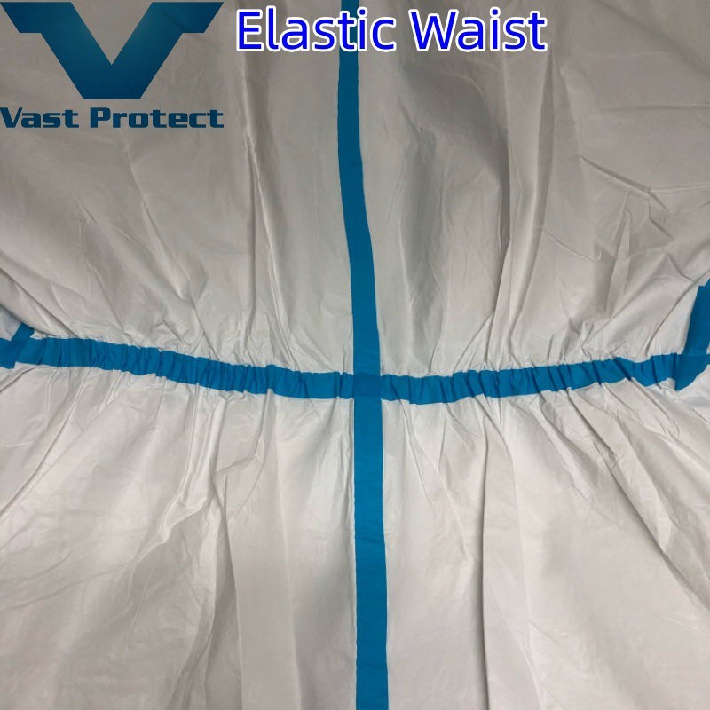 Hydroponic Disposable White Micro Film Coverall with Blue Strip