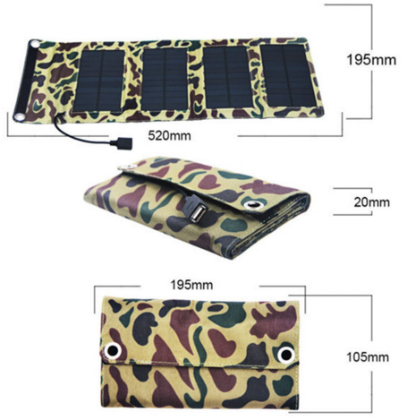 High quality 7w portable folding solar panel kit, solar panel charger for phone with inner voltage controller