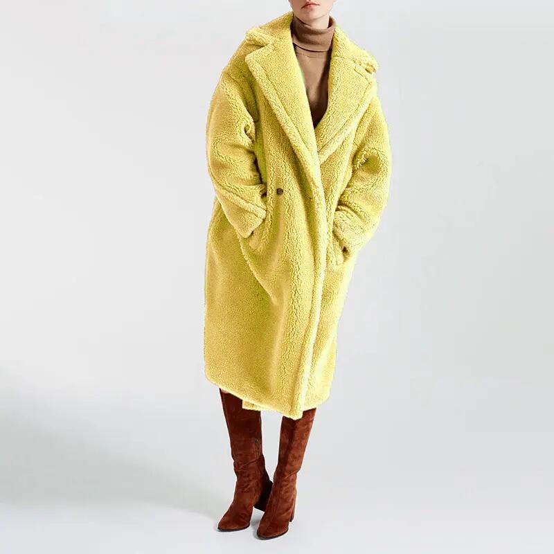 High Quality Winter Long Genuine Wool Fur Coats Luxury Teddy Coat Women