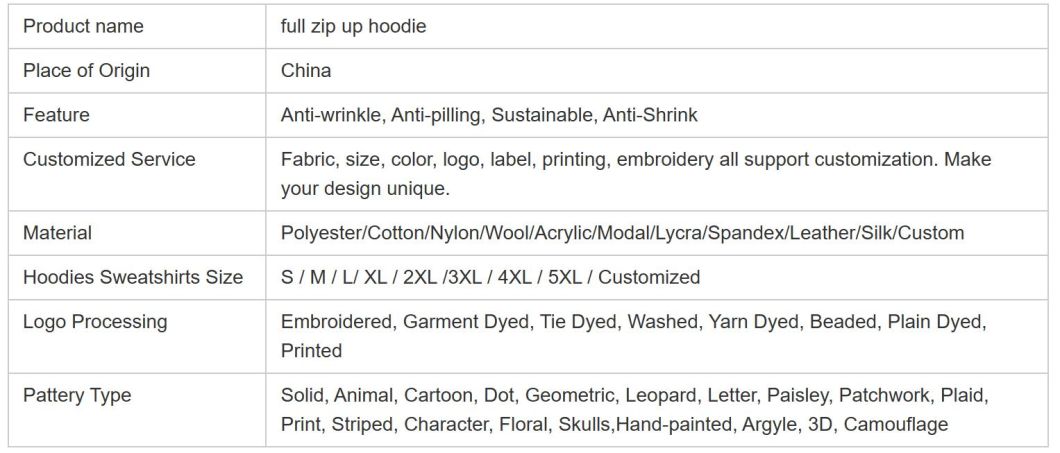 Hoodies Heavyweight High Quality Cotton Fleece Full Hoodie Custom Embroidered Zip up