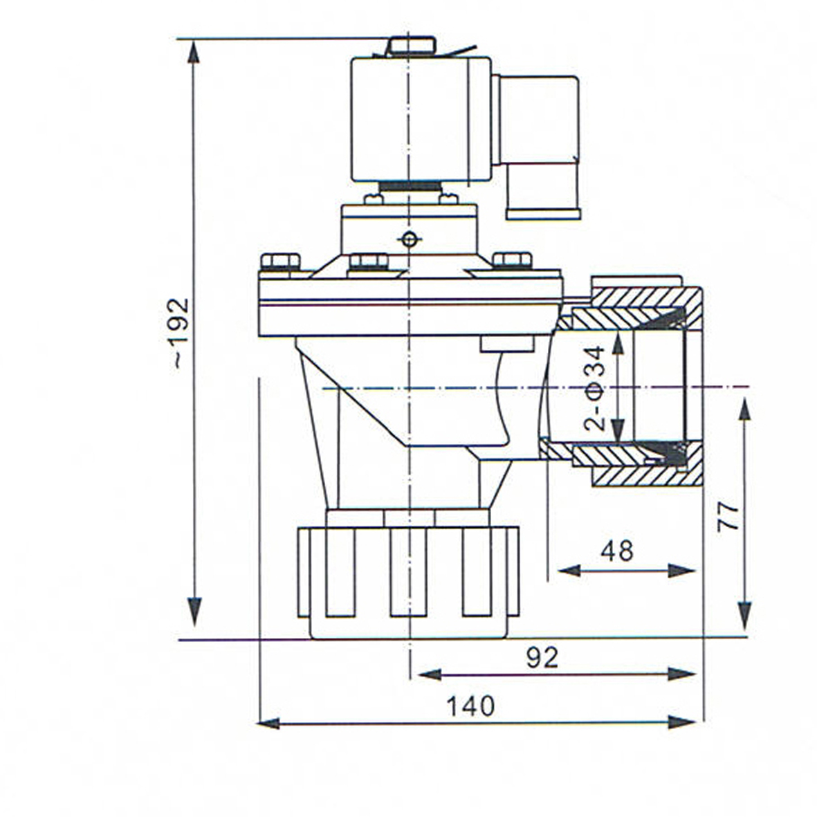 Overall Dimension of Pulse Valve DMF-ZM-25