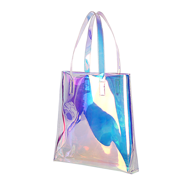 2020 women handbags plastic shoulder bag holographic laser pvc bag fashion transparent tote shopping bags for ladies