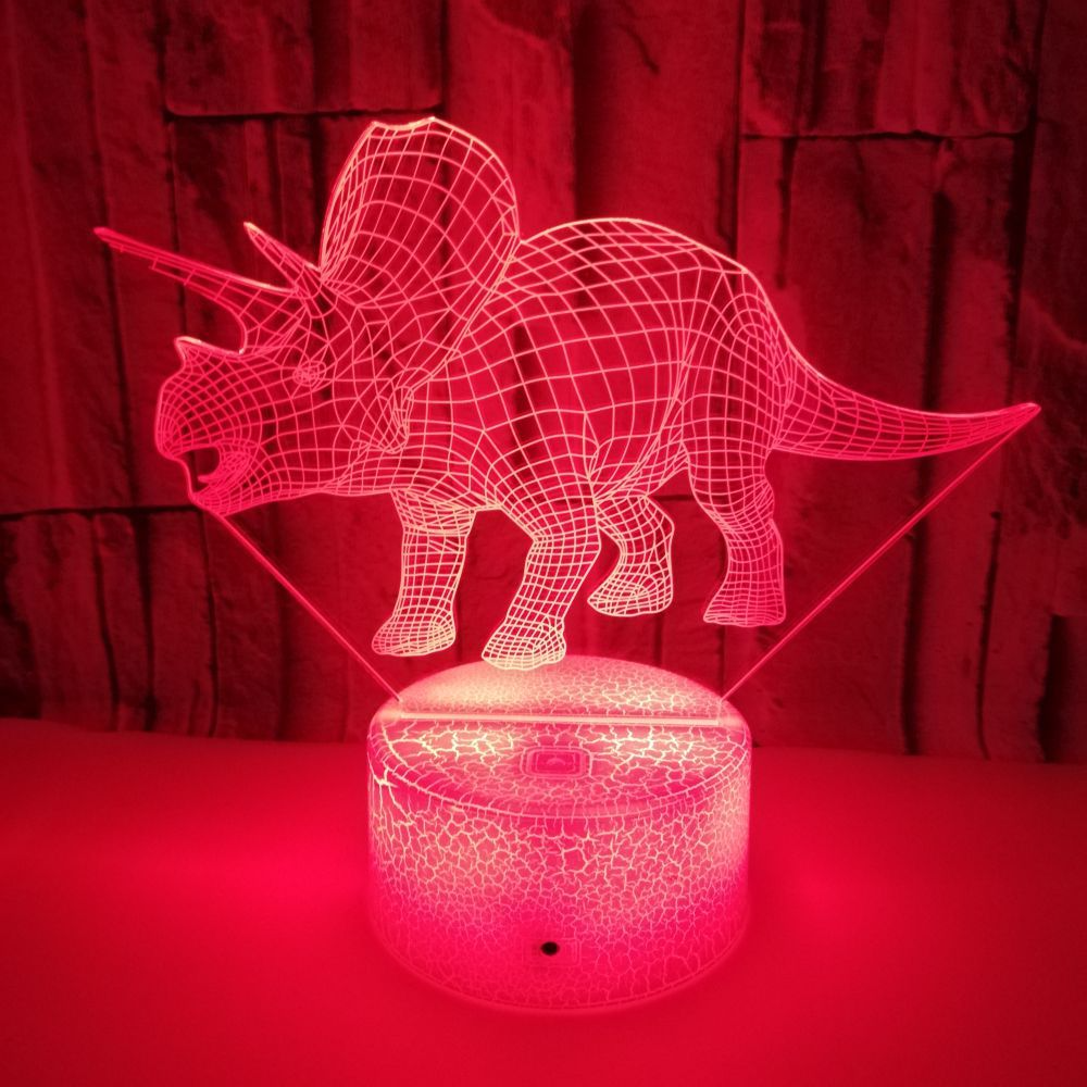 Foreign trade new dinosaur 3D night light Colorful touch LED visual light Gift atmosphere LED stereo table lamp