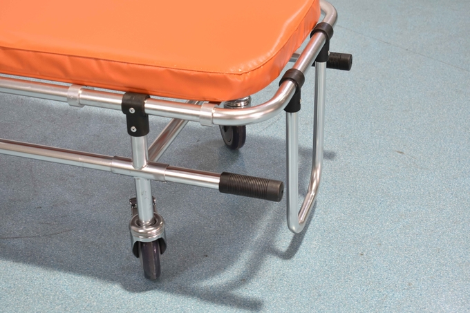 159Kg 55cm Foldable Stainless Steel Stretcher Trolley With Wheels Transfer Patient 1