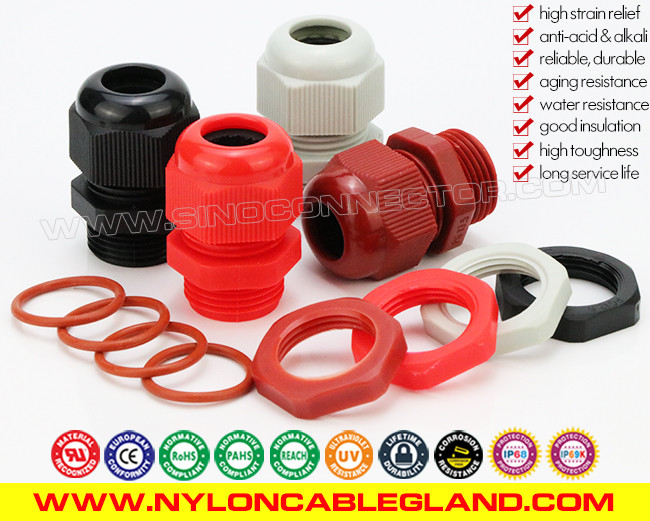 IP68 / IP69K Ratings Nylon Polymer Polyamide Cable Glands Joints Cord Connectors with Waterproof Seals & O-rings