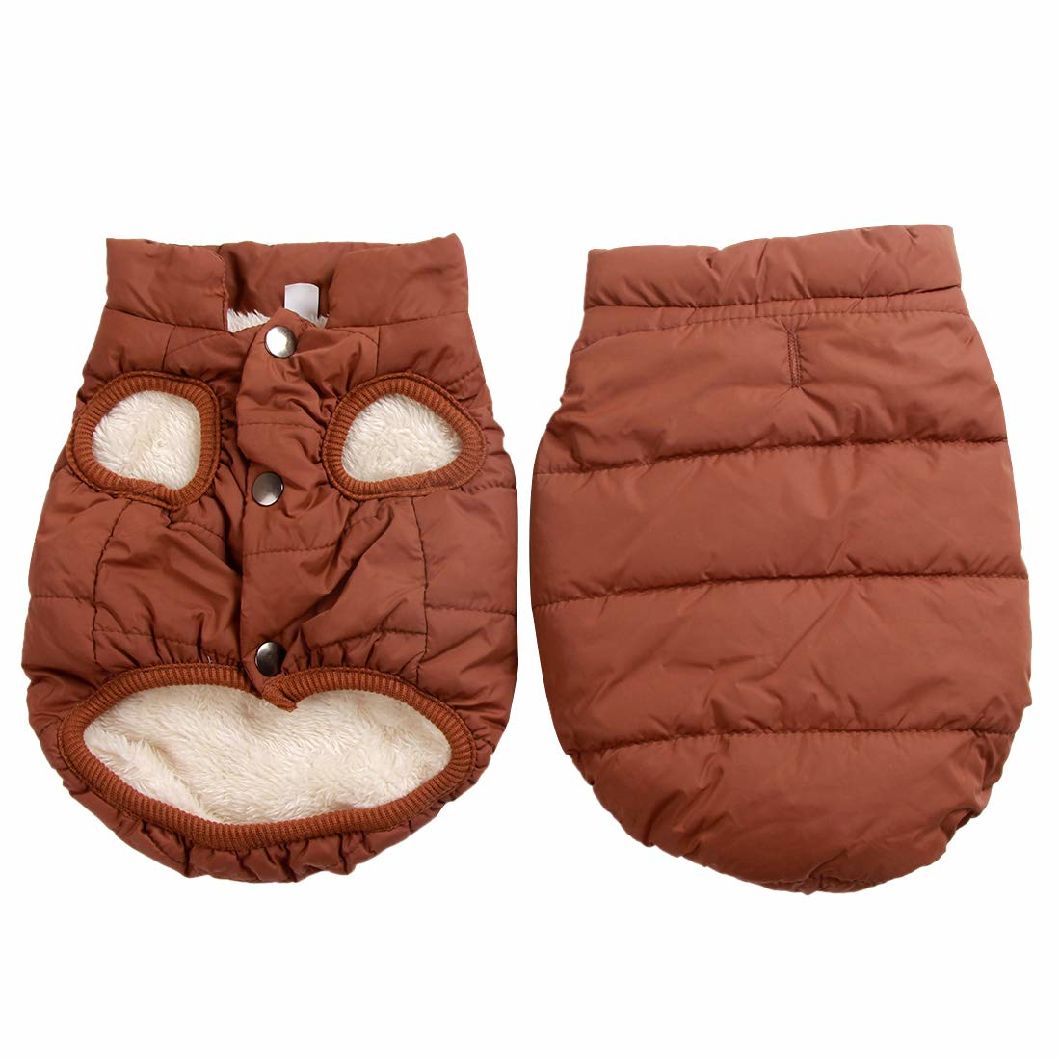 2 Layers Fleece Lined Warm Dog Jacket for Puppy Winter Cold Weather Dog Coat