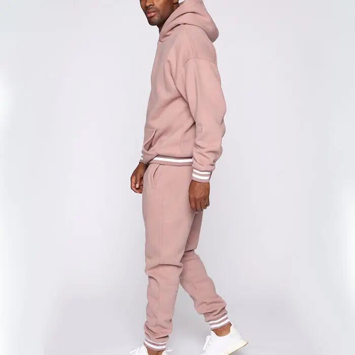 Custom Cotton Sports Plus Size Men&prime;s Jogger Sweatsuit Gym Plain Fleece Winter Pink Jogging Hoodies Tracksuits Apparel Set