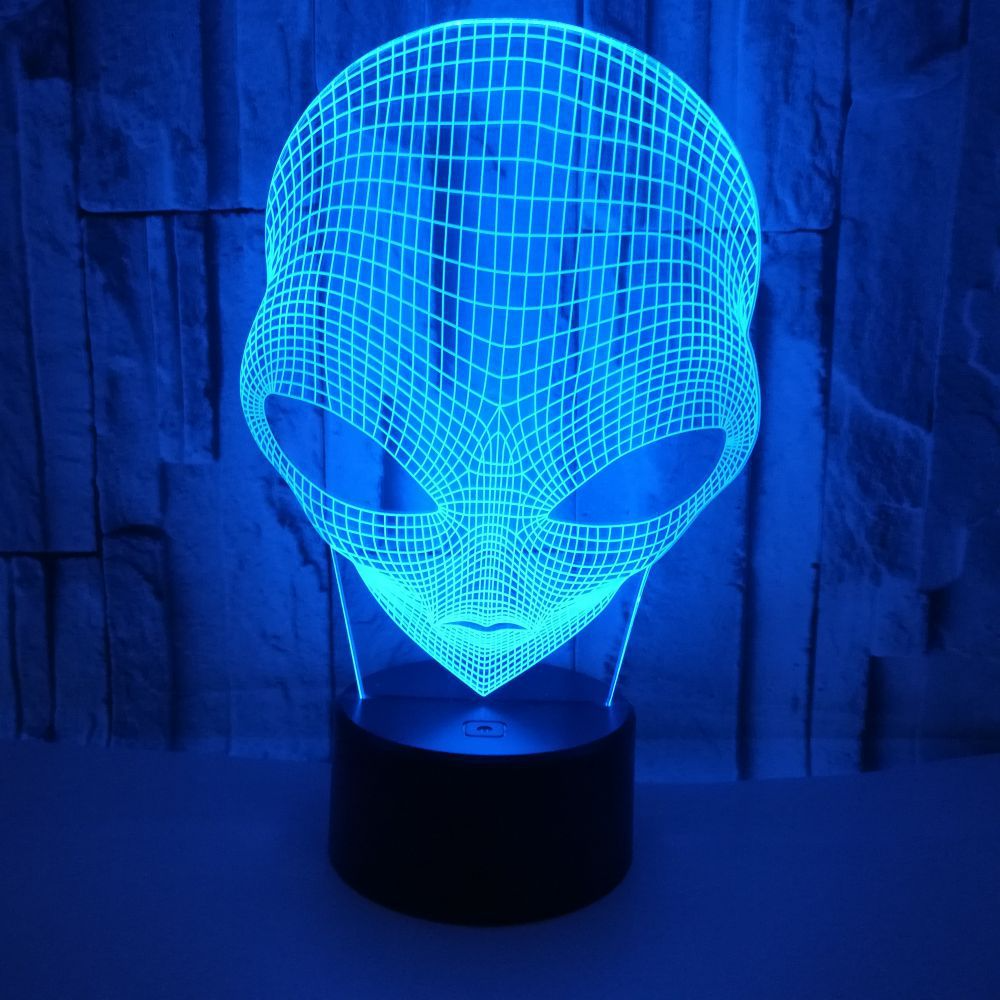Martian shape OEM company logo 7 color 3D touch night light USB desktop colorful small table lamp