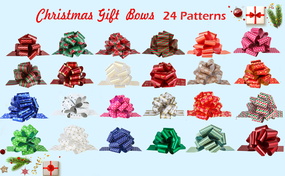 24 PCS gift bows for christmas gift wrapping