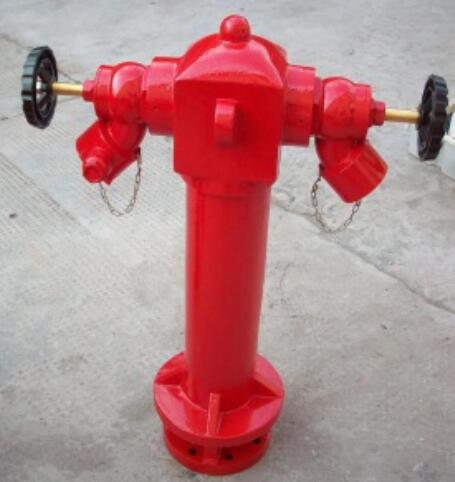 Red Wet Type Fire Hydrant 4" Water Globe Valve 2 Way Pedestal With Control Outlet 0