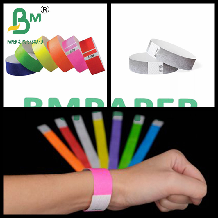 19cm x 25cm 10 Tags Colored Tyvek Wristbands For Entry Bracelet