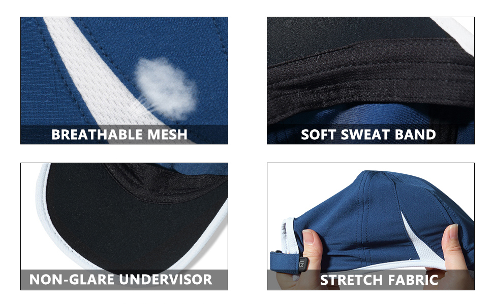 Features of baseball cap: Breathable mesh , Soft sweat band , Non-glare undervisor , Stretch fabric