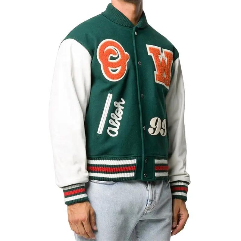 2023 Winter OEM Custom Logo Vintage Boy Leather Coat Sport Baseball Jacket Bomber Jacket Lettermen Jacket for Men