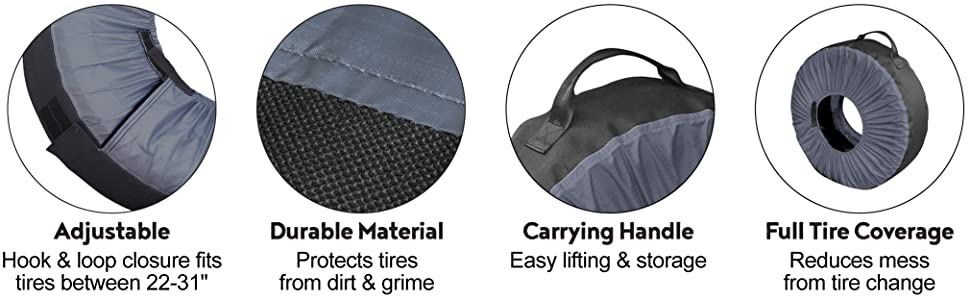 kurgo wheel bags for cars, tire totes, storage protectors for car, adjustable seasonal tire cover