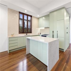Modern Solid Wood White Kitchen Cabinets Mdf Board With Single