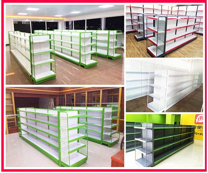 4 Layers in Green White Color C Store Display Rack Wire Mesh Decking 