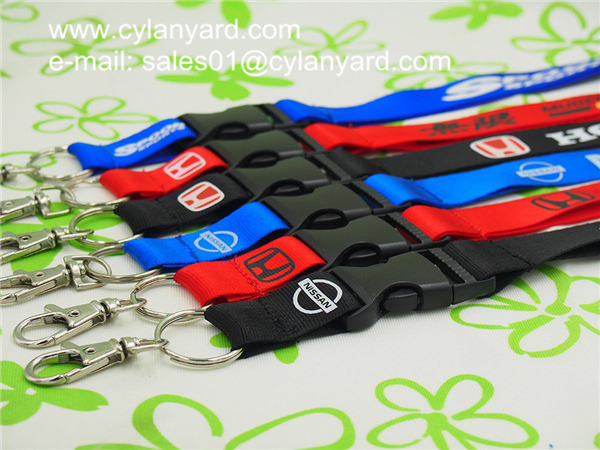 Blue lanyard with plastic detachable buckle