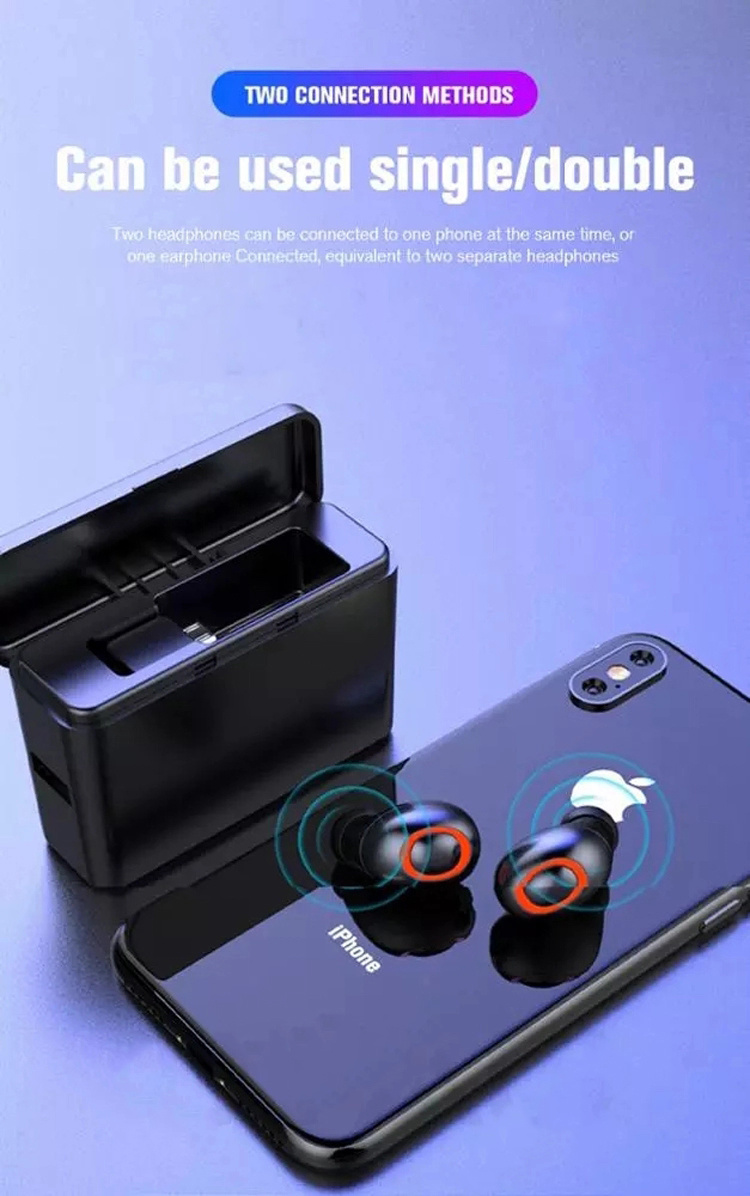 Bluetooth Earpieces Tws Mini Earpieces Wireless in Ear Earbuds Sans Fil Handsfree Bluetooth Headsets (with 2500mAh Power Bank charging case)