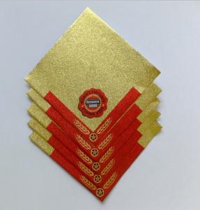 China Golden Aluminum Custom Foil Stickers Embossing Lacquer Coated Surface on sale 