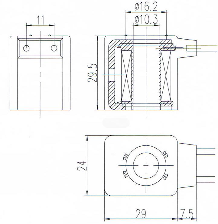 Dimension of BB10029502 Solenoid Valve Coil :