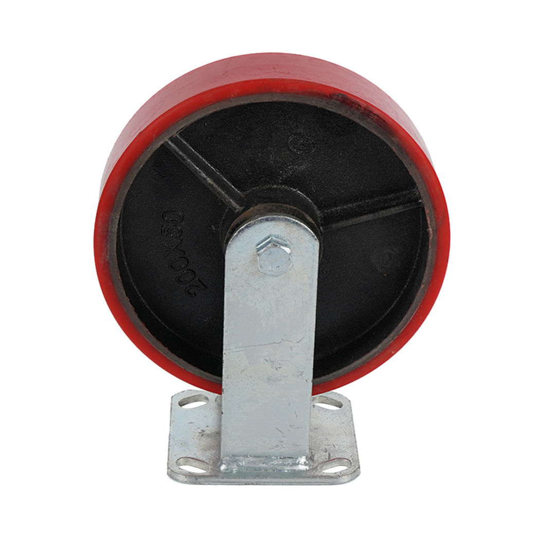 150mm 6&quot; Heavy Duty Cast Black Iron Core PU Caster Red Polyurethane Castors and Universal Wheels for Trolley