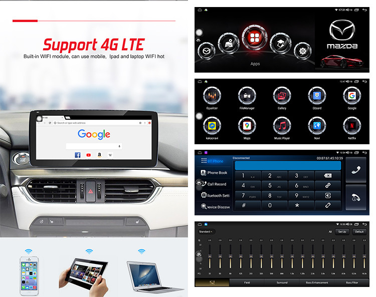 4G LTE Mazda Car Stereo , Mazda 6 Head Unit With HD LCD Display