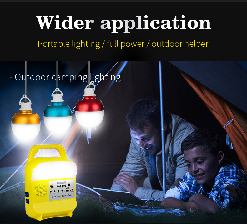 Multi-Functional Solar Panel Power Generation System Integrated Household Outdoor Lighting Mobile Phone Charging Lamp with Radio
