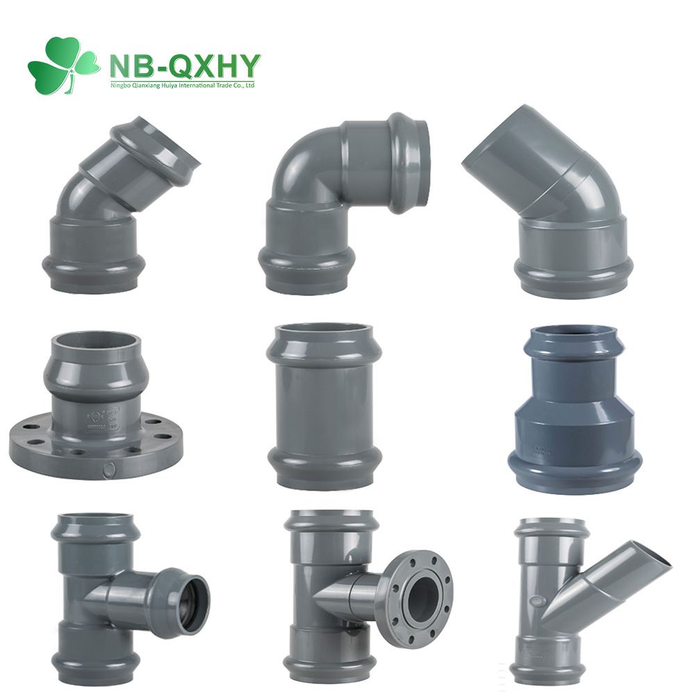 UPVC Pn10 DIN Standard Flange Coper Threaded Y Type Pipe Fitting Tee with Rubber Ring