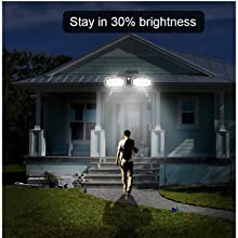 Dusk to dawn solar security light no motion mode, stay on all night at 30% brightness