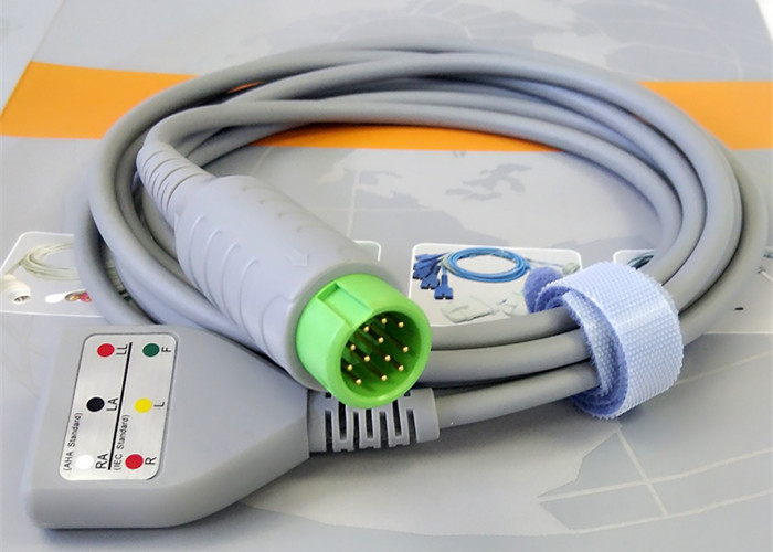 Compatible 12 Pin ECG Monitor Patient Truck Cable For Hospital